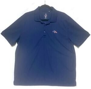 Cutter and Buck Polo Shirt Men's XL Blue Short Sleeve w/Patriotic Horse Logo